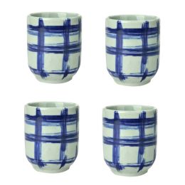 4Pcs Japanese Style Block Ceramic Teacups Small Straight Wine Glass 150ML