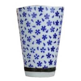 Chinese Style Ceramic Cocktail Cup Blue and White Porcelain Vintage Wine Cup Summer Drinks Glass, Plum Blossom, 230ml