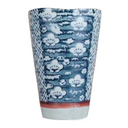 Chinese Style Ceramic Cocktail Cup Blue and White Porcelain Vintage Wine Cup Summer Drinks Glass, Blue Flower, 230ml