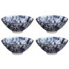 1.3 oz Traditional Blue and White Ceramic Flower Mugs Chinese Kungfu Teacup Japanese Wine Cups, 4 Pcs