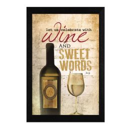 "Wine and Sweet Words" By Marla Rae, Printed Wall Art, Ready To Hang Framed Poster, Black Frame