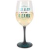 Pavilion Gift Company Pretty Inappropriate Too Glam To Give A Damn Wine Glass Candle Holder, Blue (68531)