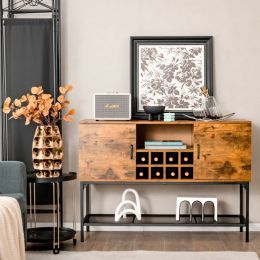 Industrial Kitchen Buffet Sideboard with Wine Rack and 2 Doors