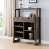 Wine Display Cabinet, Wine Rack with Multi Storage &Three Wine Bottle Compartments in Walnut Oak