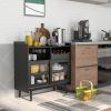 Kitchen Buffet Sideboard with Wine Rack and Sliding Door