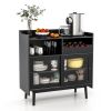 Kitchen Buffet Sideboard with Wine Rack and Sliding Door