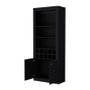 Mia Black Bar Cabinet with Wine Storage and Three Shelves