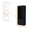 Mia Black Bar Cabinet with Wine Storage and Three Shelves