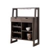 Wine Display Cabinet, Wine Rack with Multi Storage &Three Wine Bottle Compartments in Walnut Oak