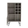 L Bar Cabinet Silhill, Eight Wine Cubbies, Two Cabinets With Single Door, Light Gray Finish