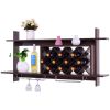 Wall Mount Wine Rack with Glass Holder & Storage Shelf