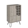 L Bar Cabinet Silhill, Eight Wine Cubbies, Two Cabinets With Single Door, Light Gray Finish