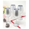 Metallic Silver Color Plastic Wine Glasses Set of 4 (20oz), BPA Free Acrylic Wine Glass Set, Unbreakable Red Wine Glasses, White Wine Glasses