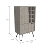 DEPOT E-SHOP Zamna L Bar Single Door Cabinet, Eight Built-in Wine Rack, Four Legs, Light Gray