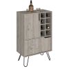 L Bar Cabinet Silhill, Eight Wine Cubbies, Two Cabinets With Single Door, Light Gray Finish