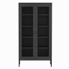 Metal locker  with screen door, wine cabinet with adjustable shelf, suitable for kitchen, living room, home office, black