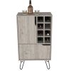 L Bar Cabinet Silhill, Eight Wine Cubbies, Two Cabinets With Single Door, Light Gray Finish