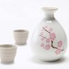 3-Piece Japanese Sake Set Peach Blossom Wine Pot Wine Cups