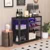 Bar Cabinet,Wine Bar Cabinet,Liquor Storage Credenza,Sideboard with Wine Racks & Stemware Holder,With UAB socket,Metal bracket,Canbeplacedin familybar