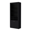 Mia Black Bar Cabinet with Wine Storage and Three Shelves