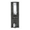 DEPOT E-SHOP Nashville Corner Bar Cabinet Unit with Wine Glass Rack and Lower Cabinet, Smokey Oak