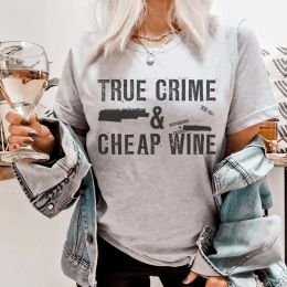 True Crime & Cheap Wine T-Shirt (Color: Athletic Heather, size: M)