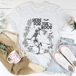 Here For The Boos Wine T-Shirt (Color: White, size: M)