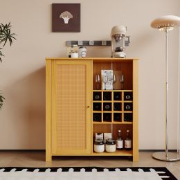 Storage Cabinet, Rattan Cabinet with 2 Adjustable Shelves,Sideboard Buffet Cabinet, wine cabinet,Coffee Bar Cabinet for Living Room (Color: as pic)