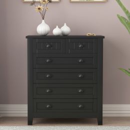 DRAWER DRESSER CABINET BAR CABINET, storge cabinet, lockers, retro shell-shaped handle, can be placed in the living room, bedroom, dining room, black (Main Material: Particle Board, Color: Black)