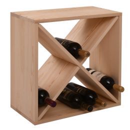 24 Bottle Modular Wine Rack, Stackable Wine Storage Cube for Bar Cellar Kitchen Dining Room, Burlywood (Color: as pic)