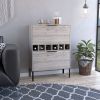 Bar Cabinet Puertu, Six Wine Cubbies, Double Door Cabinet, Light Gray Finish