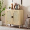 Kitchen storage cabinets with rattan decorative doors, buffets, wine cabinets, dining rooms, hallways, cabinet console tables, Natural, 31.5''W X 15.8