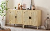 Kitchen storage cabinets with rattan decorative doors, buffets, wine cabinets, dining rooms, hallways, cabinet console tables, Natural, 31.5''W X 15.8