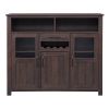 TREXM Retro Sideboard Multifunctional Kitchen Buffet Cabinet with Wine Rack, Drawer and Adjustable Shelves for Dining Room, Living Room