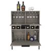 Bar Cabinet Puertu, Six Wine Cubbies, Double Door Cabinet, Light Gray Finish