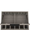 Bar Cabinet Puertu, Six Wine Cubbies, Double Door Cabinet, Light Gray Finish