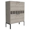 Bar Cabinet Puertu, Six Wine Cubbies, Double Door Cabinet, Light Gray Finish