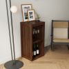 Brown walnut color modular wine bar Cabinet with Storage Shelves with Hutch for Dining Room