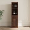 Brown walnut color modular wine bar Cabinet with Storage Shelves with Hutch for Dining Room